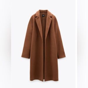 Zara - Brown Lapel Collar Coat (M)